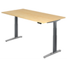 Elektrisch höhenverstellbarer Schreibtisch XBHM 2E GC in Ahorn mit grauen Beinen von hjh OFFICE PRO