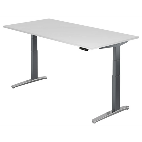 Elektrisch höhenverstellbarer Schreibtisch XBHM 2E GC mit weißer Tischplatte von hjh OFFICE PRO