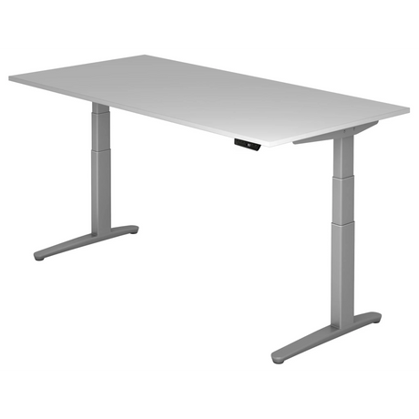 Elektrisch höhenverstellbarer Schreibtisch XBHM 2E SS in Grau mit digitalem Display von hjh OFFICE PRO