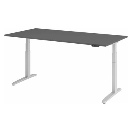 Elektrisch höhenverstellbarer Schreibtisch XBHM 2E SS in Graphit mit weißem Gestell von hjh OFFICE PRO