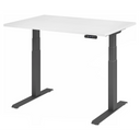 Elektrisch höhenverstellbarer Schreibtisch XDKB 12 G mit weißer Tischplatte und dunklem Gestell von hjh OFFICE PRO