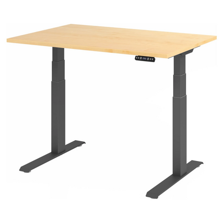 Elektrisch höhenverstellbarer Schreibtisch XDKB 12 G in Ahorn mit schwarzem Gestell von hjh OFFICE PRO