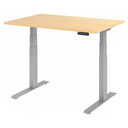 Elektrisch höhenverstellbarer Schreibtisch XDKB 12 S in Ahorn mit grauem Gestell und Display von hjh OFFICE PRO