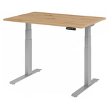 Elektrisch höhenverstellbarer Schreibtisch XDKB 12 S mit Tischplatte in Asteiche und silbernem Gestell von hjh OFFICE PRO