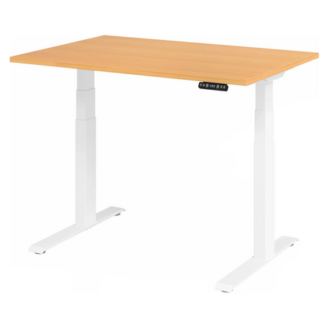 Elektrisch höhenverstellbarer Schreibtisch XDKB 12 W in Buche mit weißem Gestell von hjh OFFICE PRO