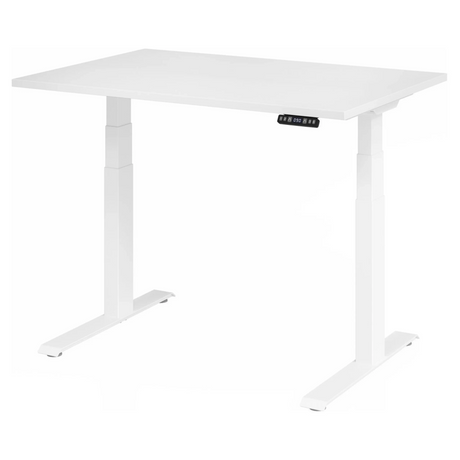 Elektrisch höhenverstellbarer Schreibtisch XDKB 12 W in Weiß mit digitalem Bedienfeld von hjh OFFICE PRO