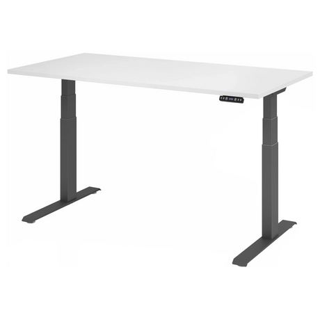 Elektrisch höhenverstellbarer Schreibtisch XDKB 16 G mit weißer Tischplatte und schwarzem Gestell von hjh OFFICE PRO