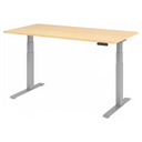 Elektrisch höhenverstellbarer Schreibtisch XDKB 16 S mit heller Ahornoberfläche und grauem Gestell von hjh OFFICE PRO