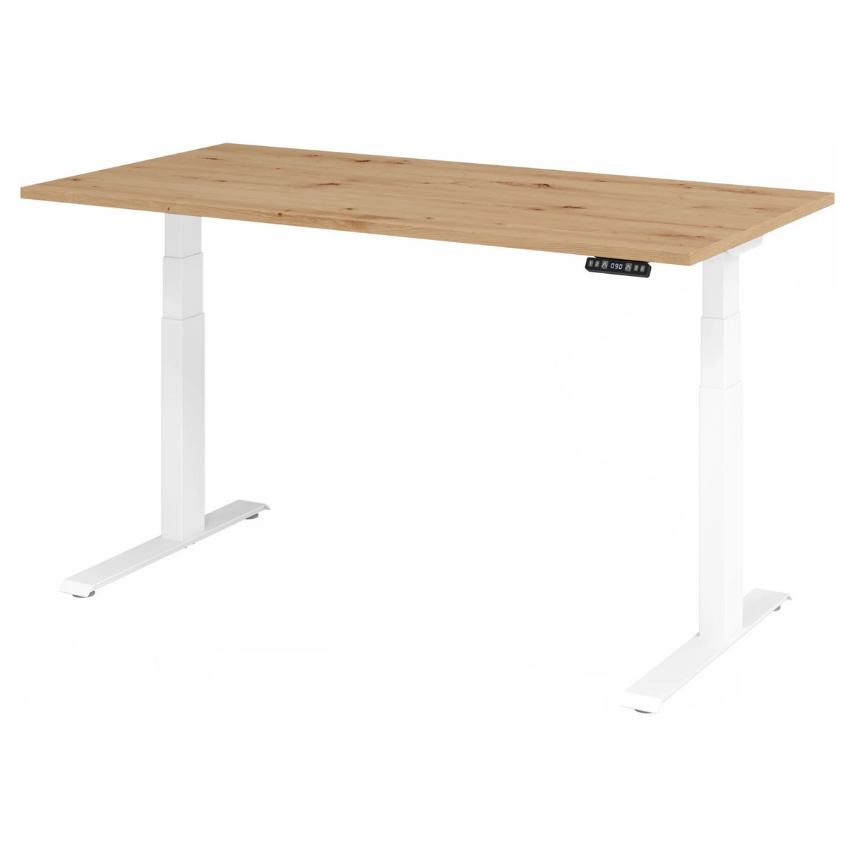 Elektrisch höhenverstellbarer Schreibtisch XDKB 16 W mit Tischplatte in Asteiche und weißem Gestell von hjh OFFICE PRO