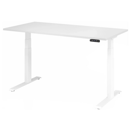 Elektrisch höhenverstellbarer Schreibtisch XDKB 16 W in Weiß mit digitalem Bedienfeld von hjh OFFICE PRO
