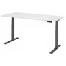 Höhenverstellbarer Schreibtisch XDKB 19 G mit weißer Tischplatte und dunklen Beinen von hjh OFFICE PRO