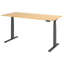 Höhenverstellbarer Schreibtisch XDKB 19 G mit Tischplatte in Ahornoptik und dunklem Gestell von hjh OFFICE PRO