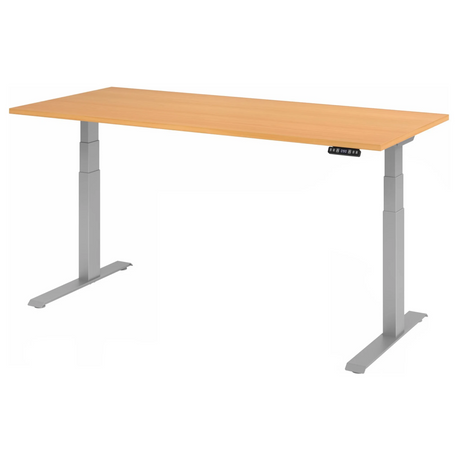 Elektrisch höhenverstellbarer Schreibtisch XDKB 19 S in Buche mit silbernem Gestell von hjh OFFICE PRO