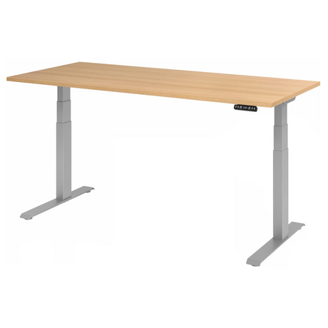 Elektrisch höhenverstellbarer Schreibtisch XDKB 19 S in Eiche-Optik mit grauem Gestell von hjh OFFICE PRO