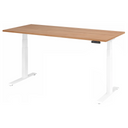 Elektrisch höhenverstellbarer Schreibtisch XDKB 19 W mit Nussbaum-Platte und weißem Gestell von hjh OFFICE PRO