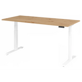 Elektrisch höhenverstellbarer Schreibtisch XDKB 19 W in Asteiche mit weißem Gestell von hjh OFFICE PRO