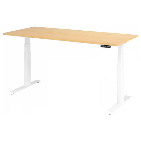 Elektrisch höhenverstellbarer Schreibtisch XDKB 19 W in Ahorn mit weißem Gestell von hjh OFFICE PRO