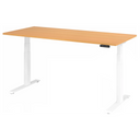 Elektrisch höhenverstellbarer Schreibtisch XDKB 19 W mit buchenfarbener Platte und weißem Gestell von hjh OFFICE PRO