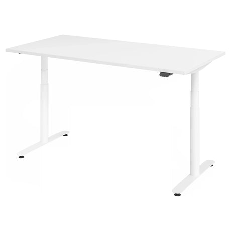 Elektrisch höhenverstellbarer Schreibtisch XDLR 16 W in Weiß mit rechteckiger Platte von hjh OFFICE PRO