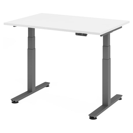 Elektrisch höhenverstellbarer Schreibtisch XDSM 12 G mit weißer Tischplatte und grauem Gestell von hjh OFFICE PRO