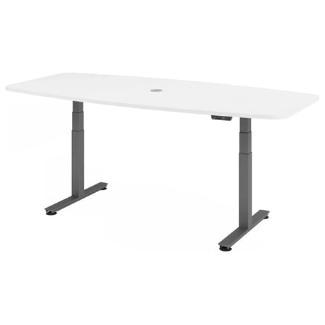 Elektrisch höhenverstellbarer Schreibtisch XDSM 22 G in Weiß mit grauen Beinen von hjh OFFICE PRO