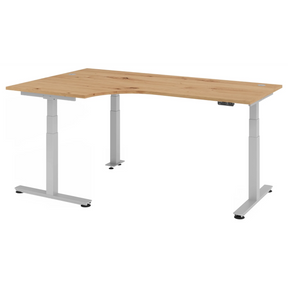 Elektrisch höhenverstellbarer Schreibtisch XDSM 82 S in Asteiche mit L-förmiger Platte von hjh OFFICE PRO