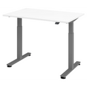 Elektrisch höhenverstellbarer Schreibtisch XMST 12 G mit weißer Tischplatte und grauen Beinen von hjh OFFICE PRO