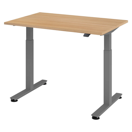 Elektrisch höhenverstellbarer Schreibtisch XMST 12 G in Eiche mit grauem Gestell von hjh OFFICE PRO