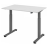 Elektrisch höhenverstellbarer Schreibtisch XMST 12 G mit weißer Tischplatte und grauen Beinen von hjh OFFICE PRO