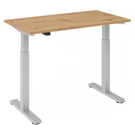 Elektrisch höhenverstellbarer Schreibtisch XMST 612 S in Asteiche mit silbernem Gestell von hjh OFFICE PRO