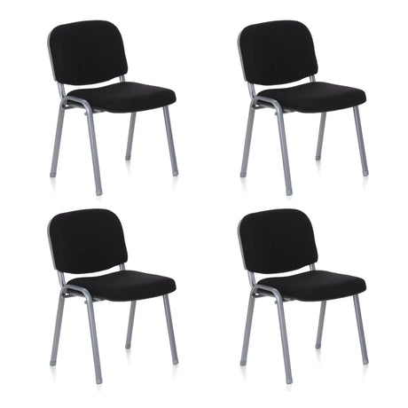 Vierer-Set Vierfußstühle XT 600 S mit schwarzem Bezug und silbernem Gestell von hjh OFFICE
