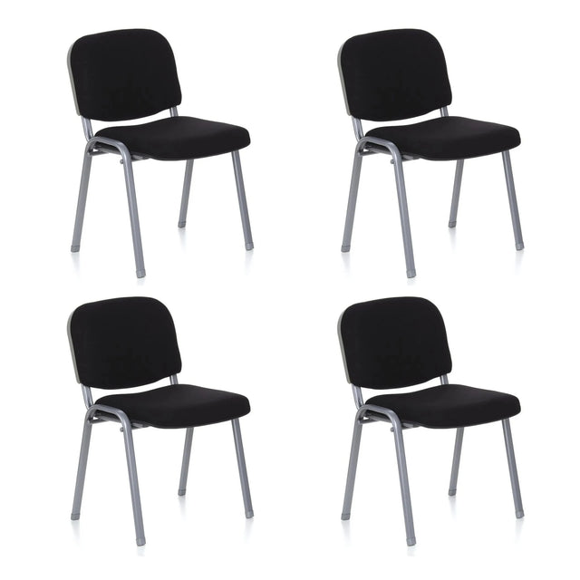 Vierer-Set Vierfußstühle XT 600 S mit schwarzem Bezug und silbernem Gestell von hjh OFFICE