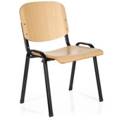 Vierfußstuhl XT 600 SW H aus hellem Buchenholz mit schwarzem Metallgestell von hjh OFFICE