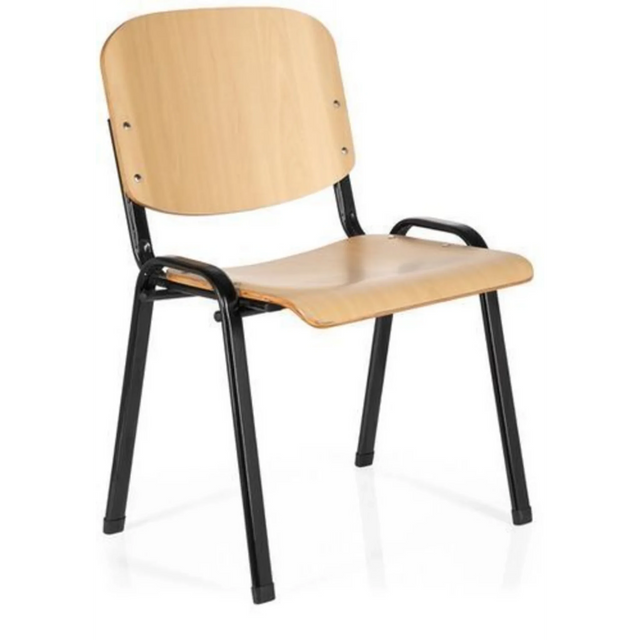 Vierfußstuhl XT 600 SW H aus hellem Buchenholz mit schwarzem Metallgestell von hjh OFFICE