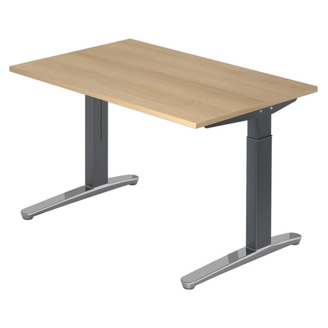 Höhenverstellbarer Schreibtisch XTRA XB 12 GC in Eicheoptik mit dunkelgrauem Gestell von hjh OFFICE PRO