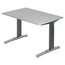 Höhenverstellbarer Schreibtisch XTRA XB 12 GC in Grau mit T-Fuß-Gestell von hjh OFFICE PRO