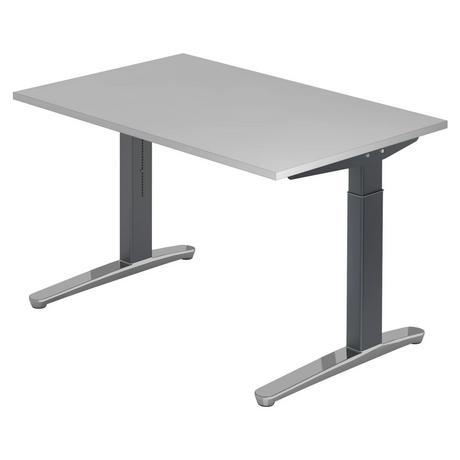 Höhenverstellbarer Schreibtisch XTRA XB 12 GC in Grau mit T-Fuß-Gestell von hjh OFFICE PRO