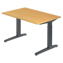Höhenverstellbarer Schreibtisch XTRA XB 12 GG mit einer hellen Buche-Platte und dunkelgrauem Gestell von hjh OFFICE PRO