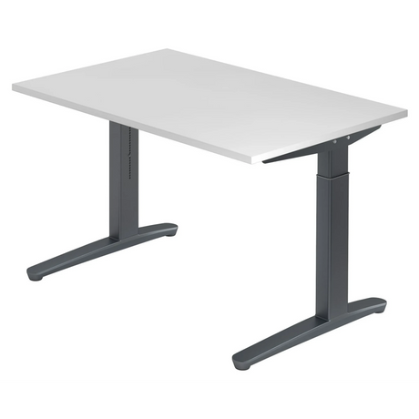 Höhenverstellbarer Schreibtisch XTRA XB 12 GG mit weißer Tischplatte und dunkelgrauem Gestell von hjh OFFICE PRO