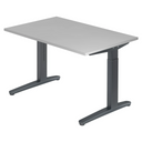 Höhenverstellbarer Schreibtisch XTRA XB 12 GG in Grau mit T-Fuß-Gestell von hjh OFFICE PRO