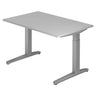 Höhenverstellbarer Schreibtisch XTRA XB 12 SS in Grau mit einer rechteckigen Tischplatte von hjh OFFICE PRO