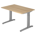 Höhenverstellbarer Schreibtisch XTRA XB 12 SS in Eiche-Optik mit grauen T-Füßen von hjh OFFICE PRO