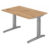 Höhenverstellbarer Schreibtisch XTRA XB 12 SS in Asteiche mit silbernem Gestell von hjh OFFICE PRO
