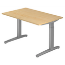 Höhenverstellbarer Schreibtisch XTRA XB 12 SS in Ahorn-Optik mit grauen Metallfüßen von hjh OFFICE PRO