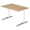 Höhenverstellbarer Schreibtisch XTRA XB 12 WC in Eiche mit weißen Beinen von hjh OFFICE PRO