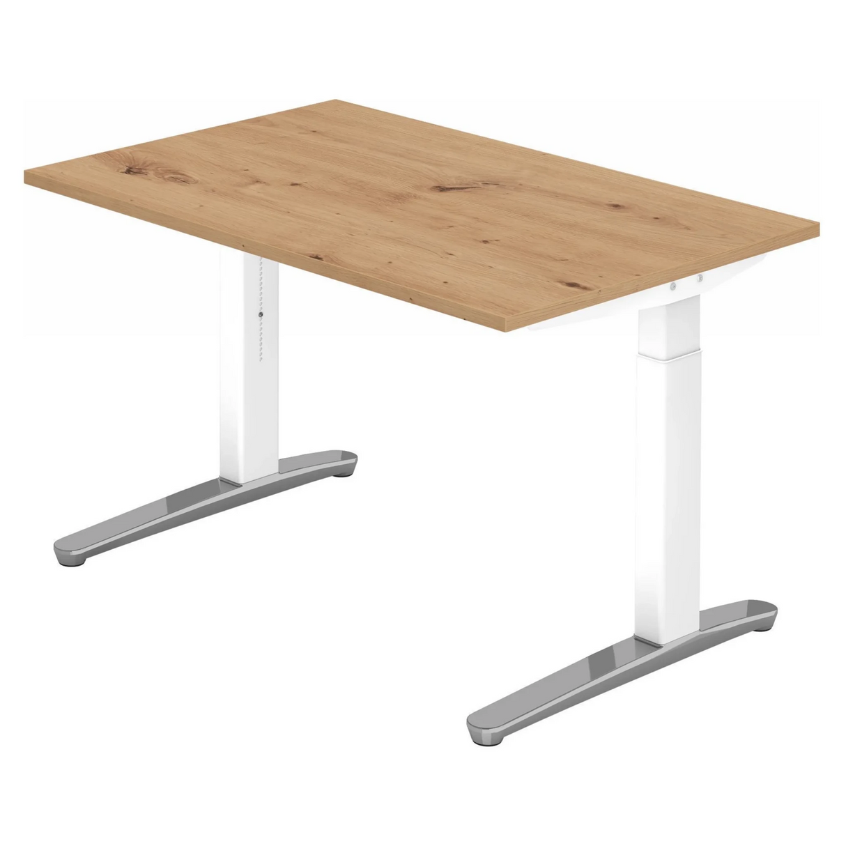 Höhenverstellbarer Schreibtisch XTRA XB 12 WC mit Platte in Asteiche und weißem Gestell von hjh OFFICE PRO