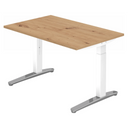 Höhenverstellbarer Schreibtisch XTRA XB 12 WC mit Platte in Asteiche und weißem Gestell von hjh OFFICE PRO