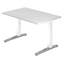 Höhenverstellbarer Schreibtisch XTRA XB 12 WC in Weiß mit rechteckiger Tischplatte von hjh OFFICE PRO