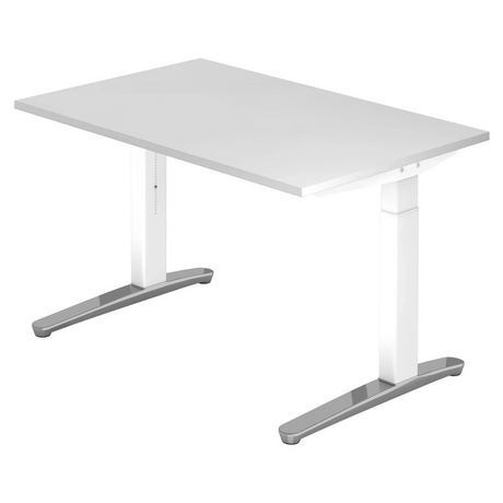 Höhenverstellbarer Schreibtisch XTRA XB 12 WC in Weiß mit rechteckiger Tischplatte von hjh OFFICE PRO