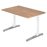 Höhenverstellbarer Schreibtisch XTRA XB 12 WC in Nussbaum-Optik mit weißem Gestell von hjh OFFICE PRO